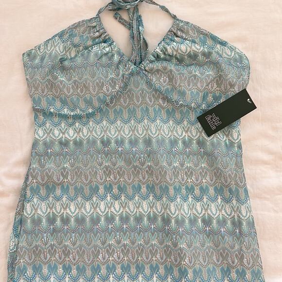 Wild Fable Crochet Summer Slip Dress Aqua Midi Sz M Y2K Style Beachy Coastal - Picture 7 of 12